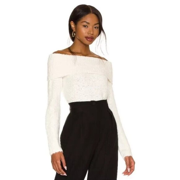 cinq a sept Sweaters - cinq a sept White Off-the-Shoulder Knit Sweater